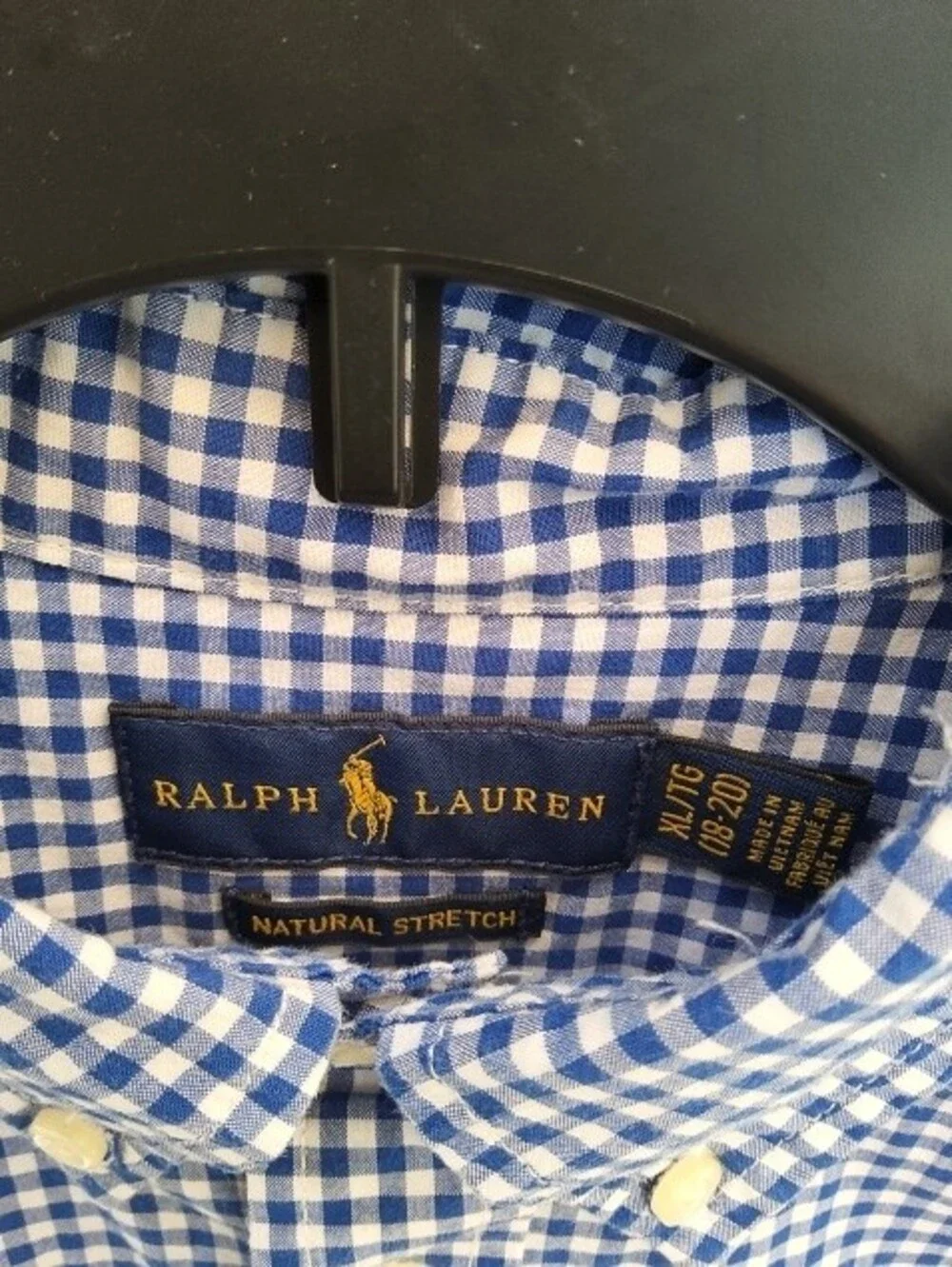 Ralph Lauren Navy and White Gingham Boys Button-Down Shirt Size 18/20